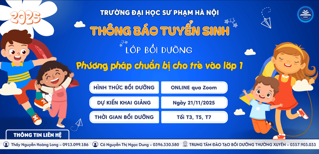 Thông báo tuyển sinh lớp bồi dưỡng Phương pháp chuẩn bị cho trẻ vào lớp 1